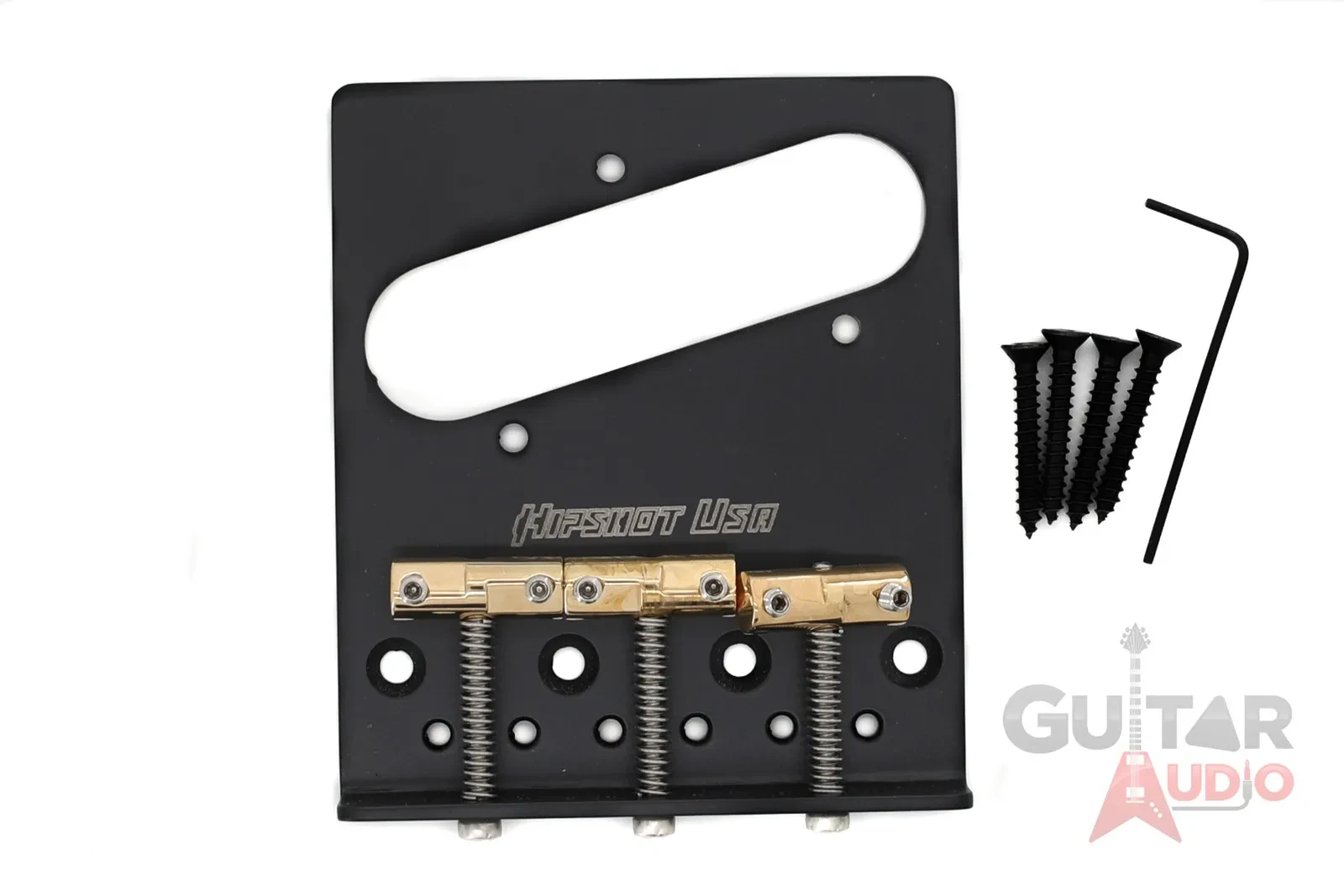 Hipshot LEFT-HANDED 4-Hole 3-Compensated Saddle Vintage Tele Guitar Bridge BLACK