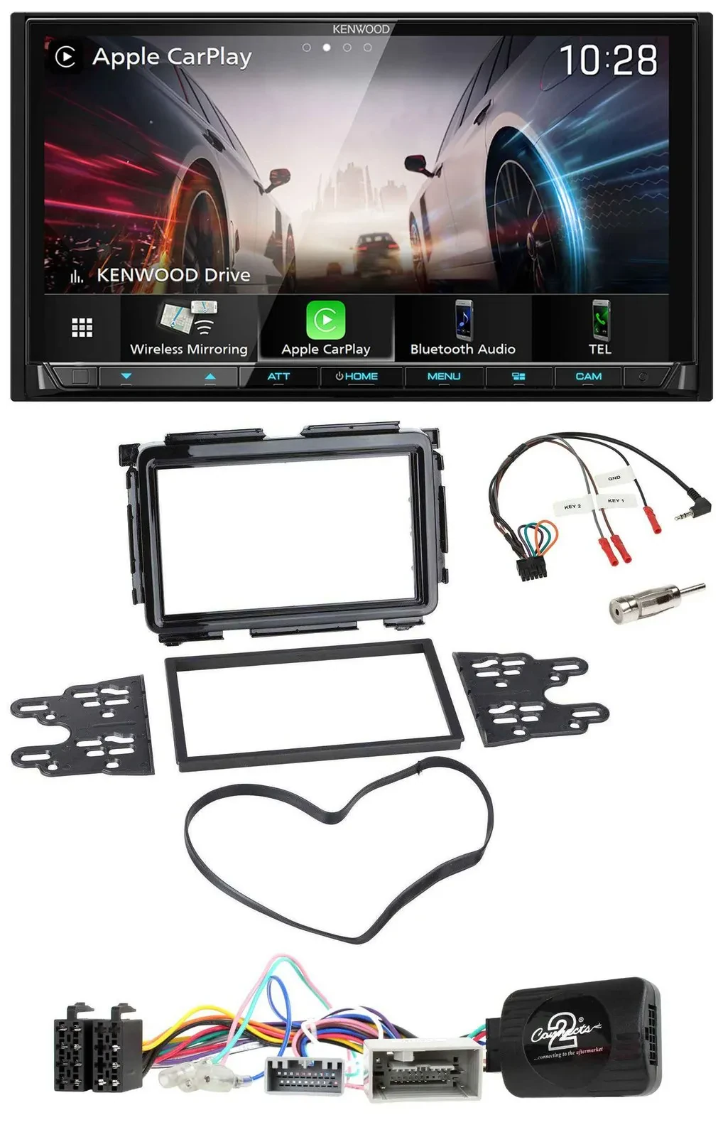 Kenwood Lenkrad 2DIN USB DAB Bluetooth Autoradio für Honda HR-V RU ab 2015 schwa