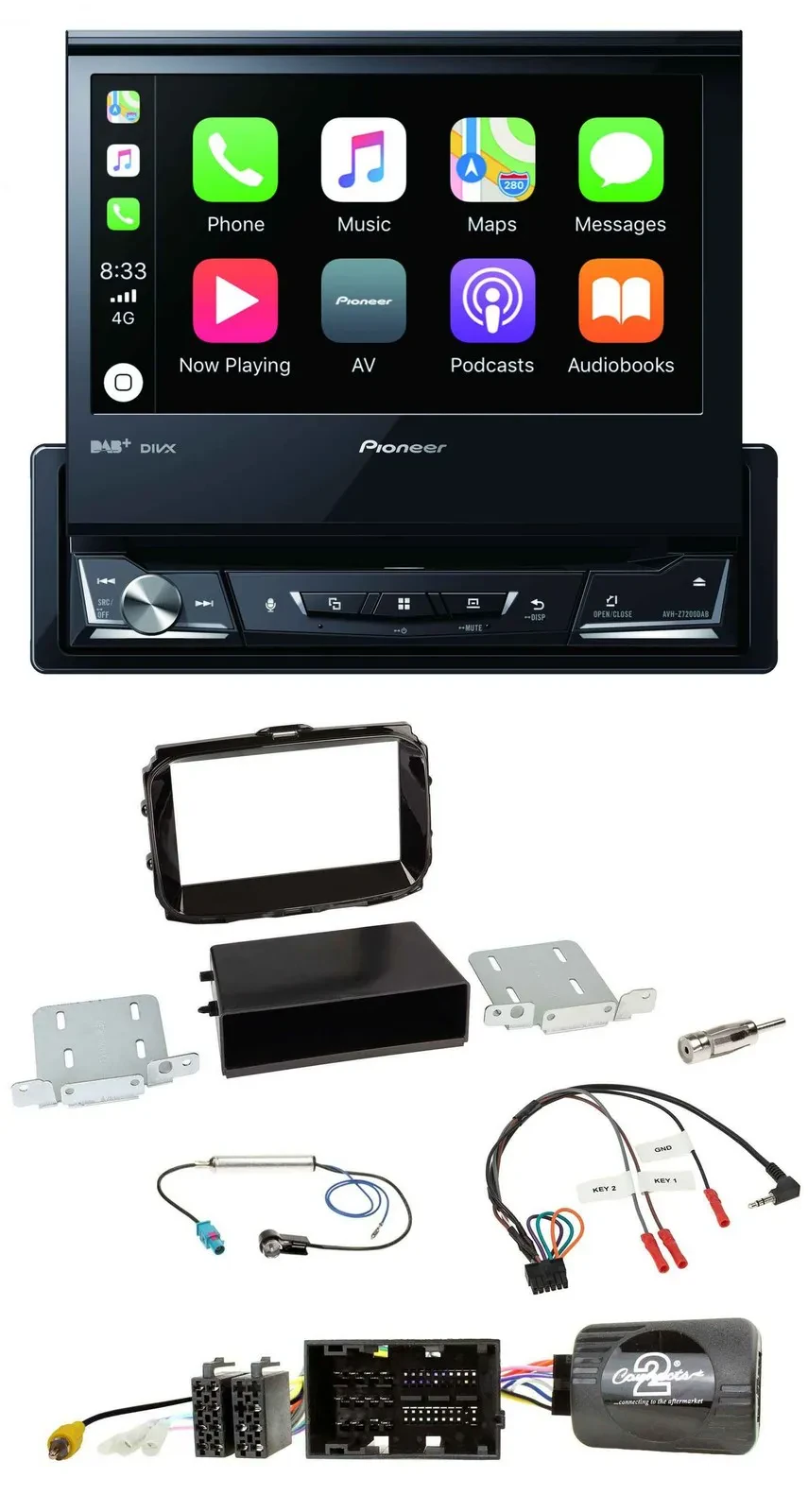 Автомагнитола для Alfa Romeo Giulietta Pioneer DVD, Bluetooth, DAB, USB, поддержка кнопок на руле, piano black (2013–2021)