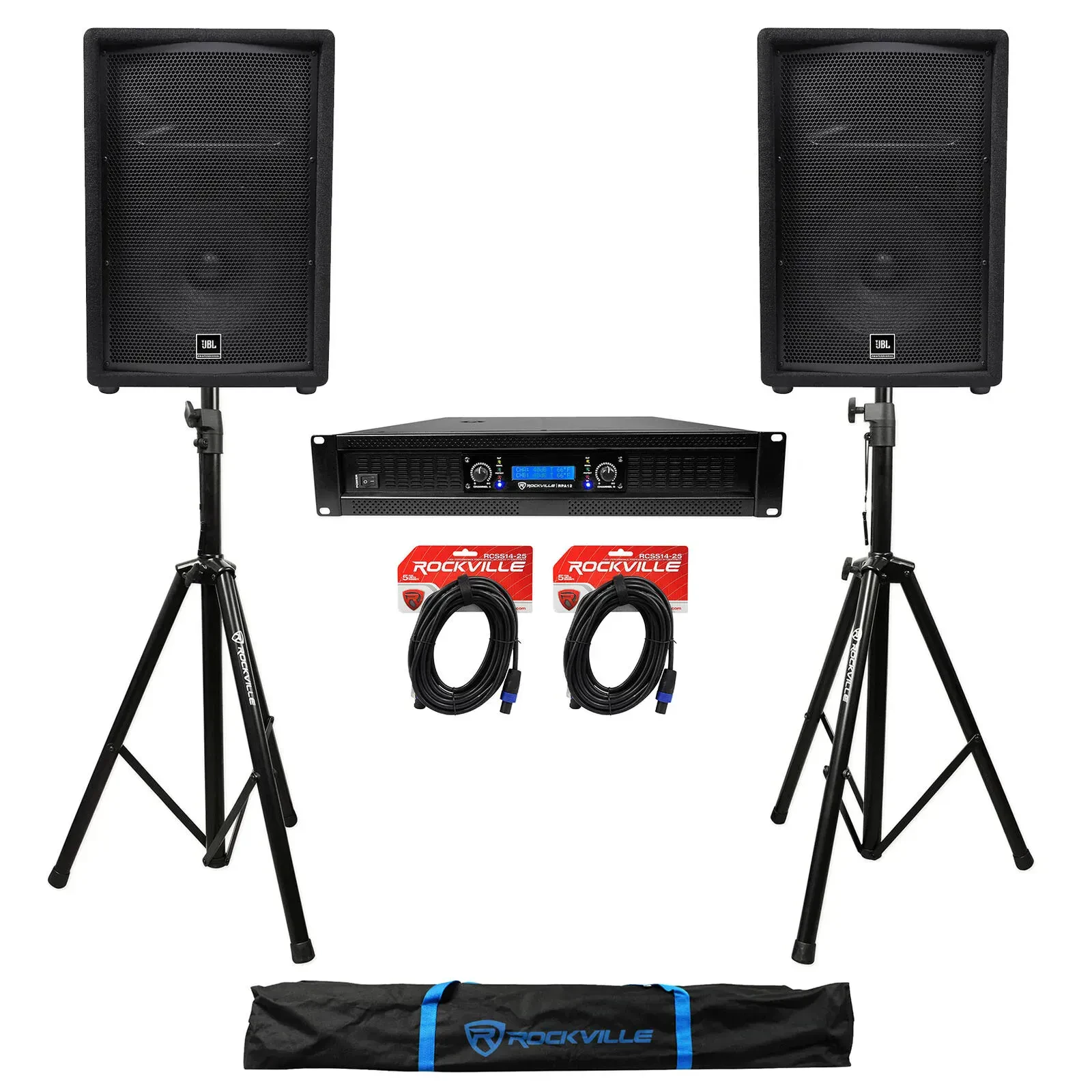 Пассивная акустическая система JBL JRX212 Black с усилителем и аксессуарами (пара)