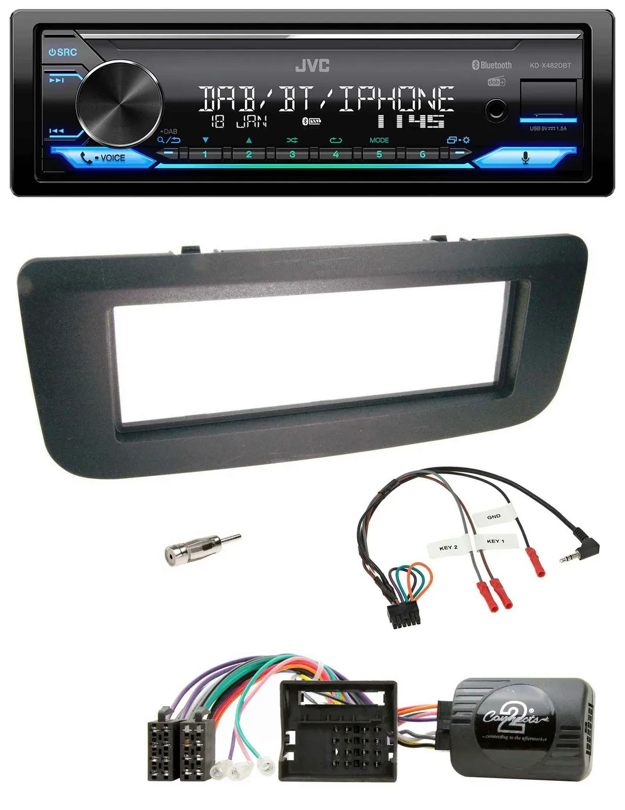 JVC Bluetooth DAB USB Lenkrad Autoradio für Skoda Fabia 07-14 Praktik Roomster s