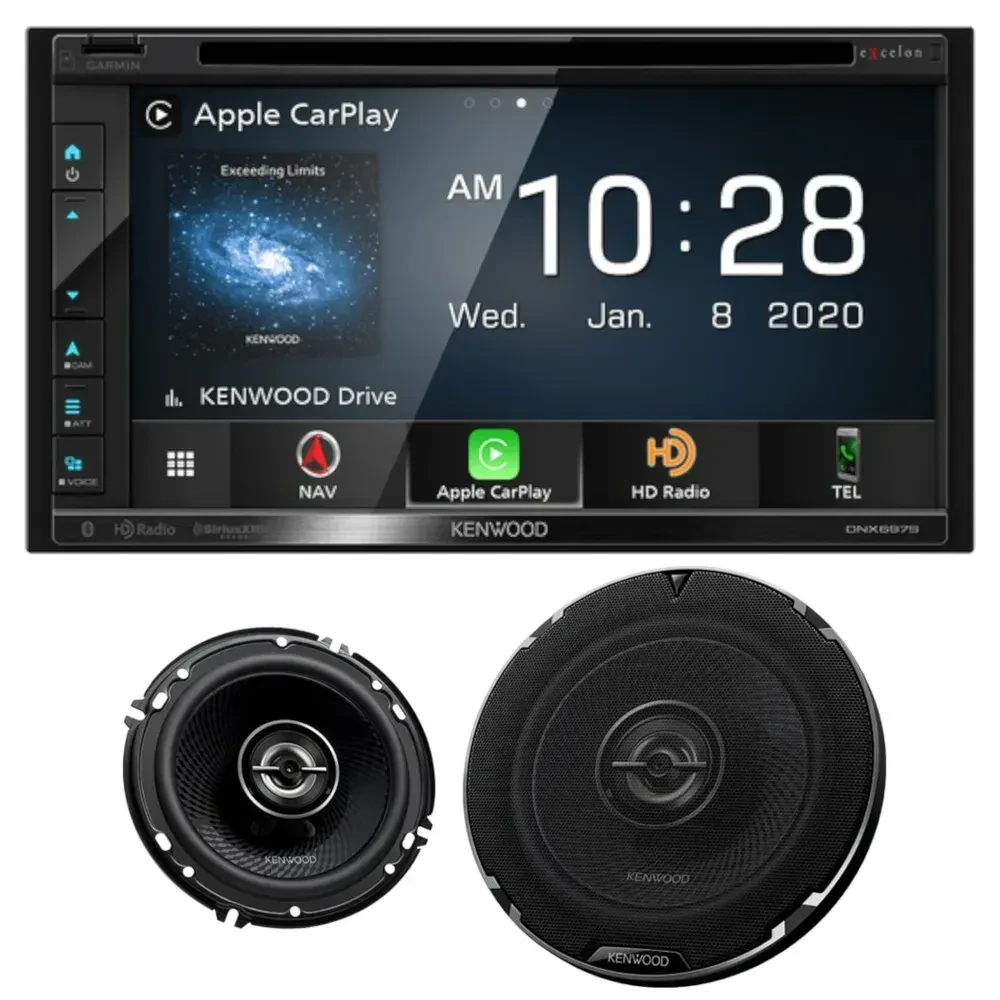 Автомагнитола Kenwood DNX697S_KFC1698RS 2-DIN, 6.75" сенсорный экран, с 6.5" коаксиальными динамиками (набор)