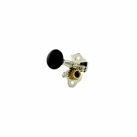 GROVER STA-Tite #9 Geared Ukulele Pegs Nickel-Black Button, 4 pcs