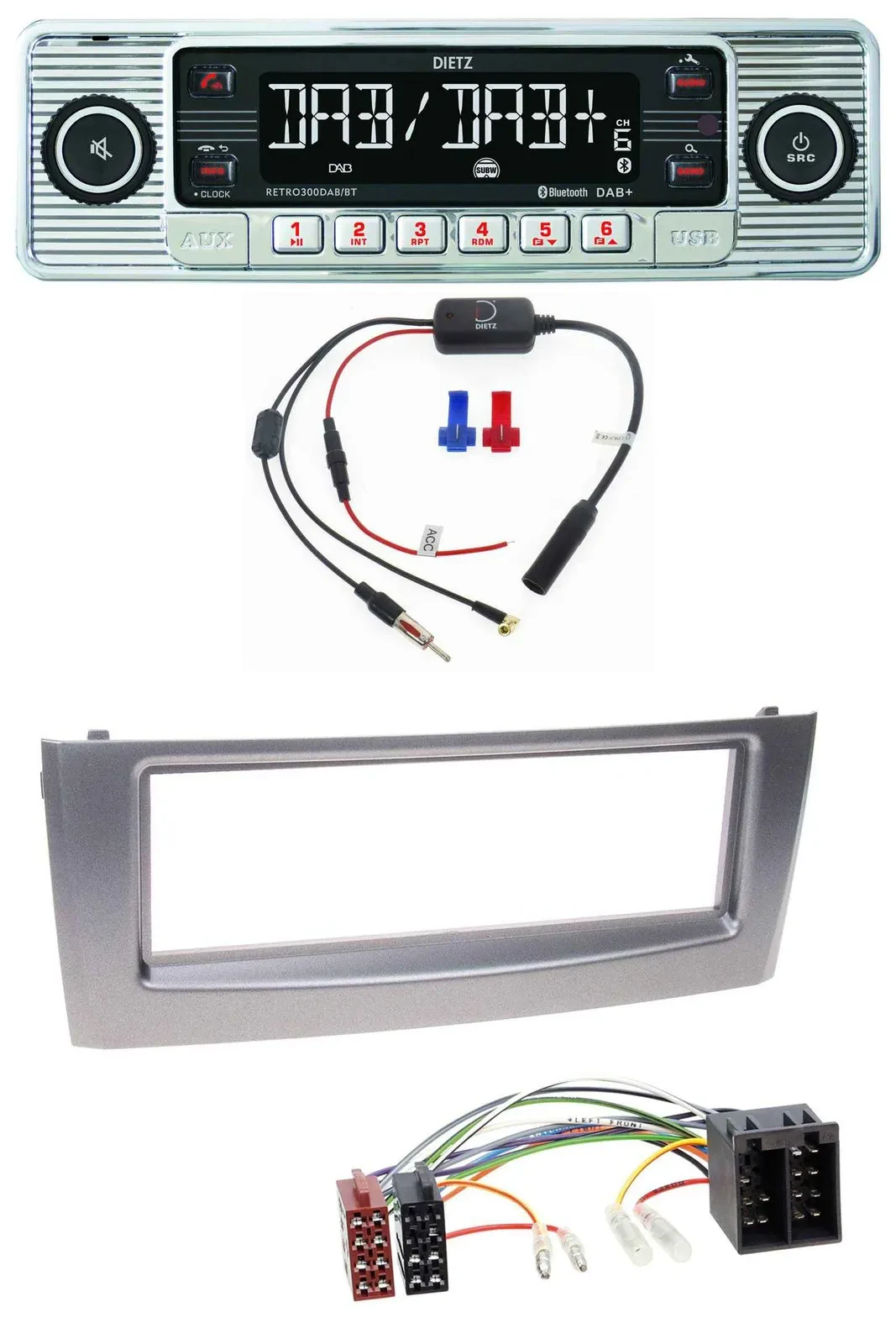 Dietz DAB USB MP3 Bluetooth Autoradio für Fiat Punto Grande Punto ab 05 grau