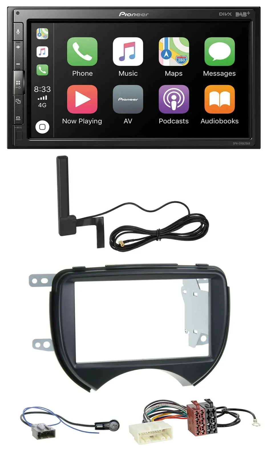 Pioneer USB 2DIN Bluetooth DAB MP3 Autoradio für Nissan Micra 10-13 schwarz