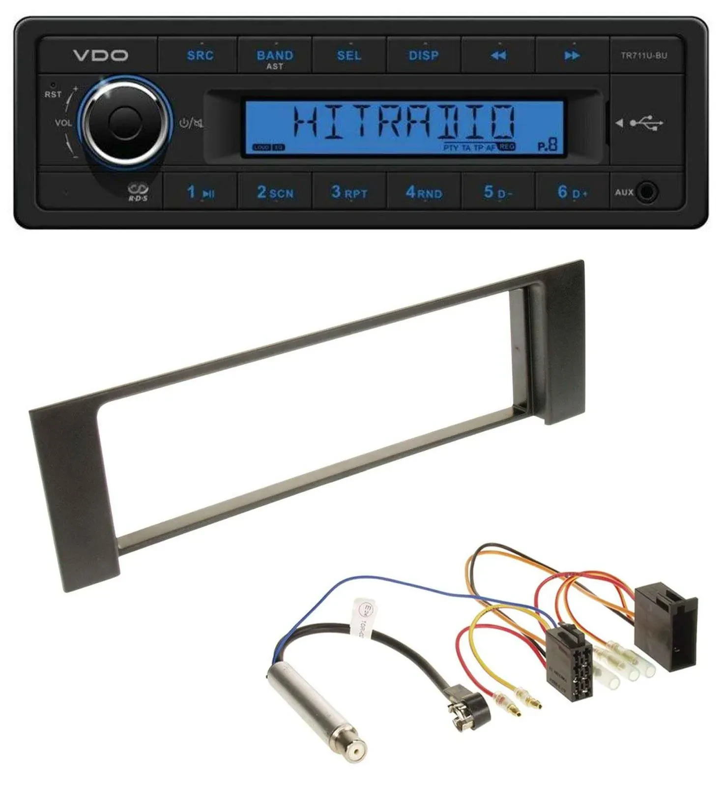 VDO AUX 1DIN MP3 USB Autoradio für Audi A4 (B6, 00-04) - ISO