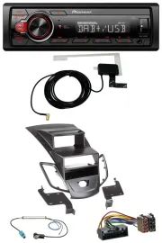 Pioneer 1DIN MP3 DAB USB AUX Autoradio für Ford Fiesta 10-17 Display schwarz