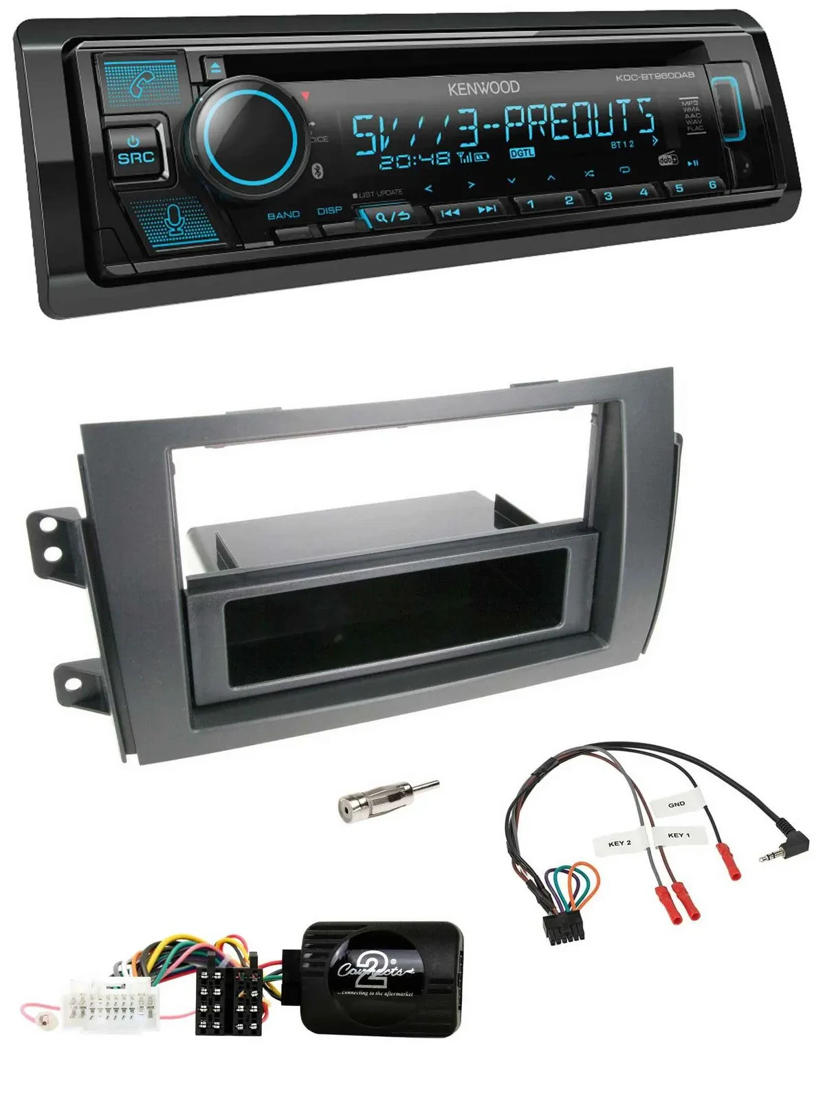 Автомагнитола для Fiat Sedici, Suzuki SX4 Kenwood Bluetooth, CD, USB, DAB