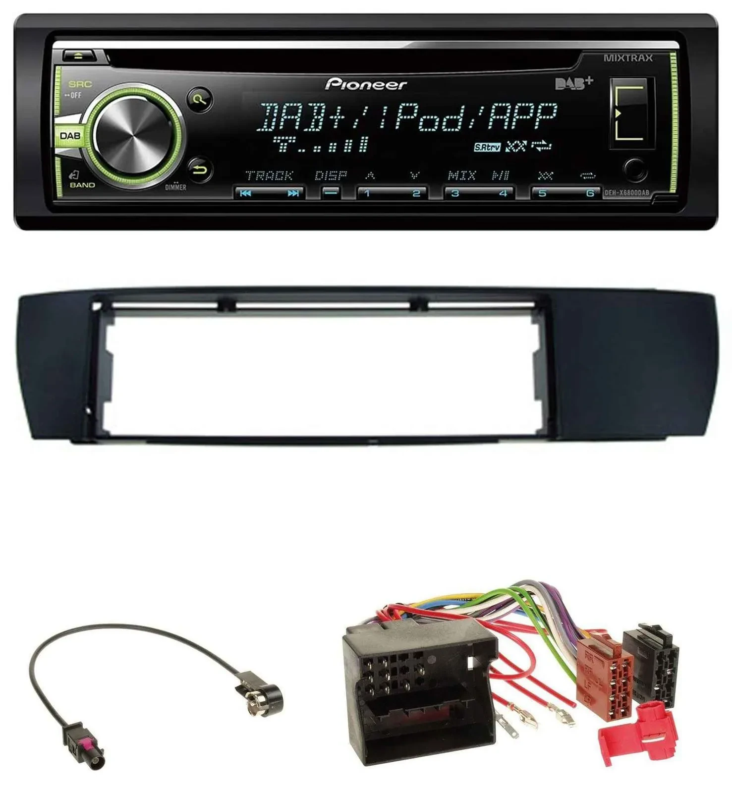 Pioneer DAB USB MP3 AUX CD Autoradio für BMW X3 (E83 2004-2010) seitlich
