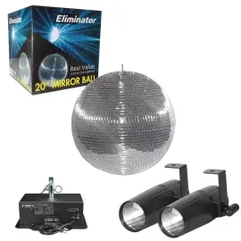 Eliminator Lighting EM20 20" Mirror Effect Dance Disco Ball w Motor & Pinspots