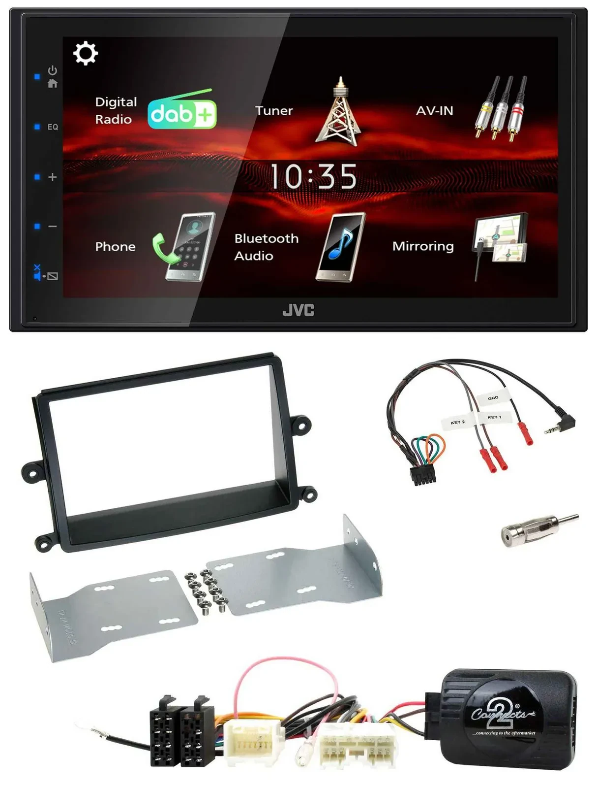 JVC USB Bluetooth Lenkrad DAB 2DIN Autoradio für Mitsubishi L200 06-15