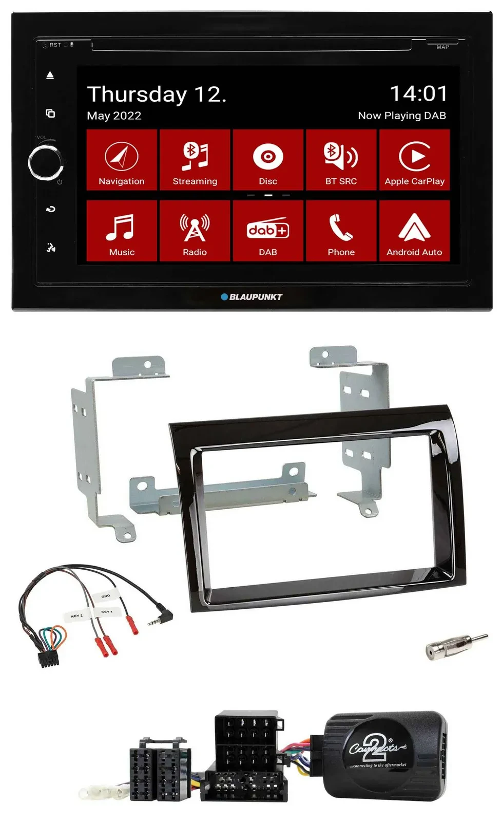 Blaupunkt 2DIN Lenkrad Bluetooth USB TMC DAB Navigation für Fiat Ducato 2006-200