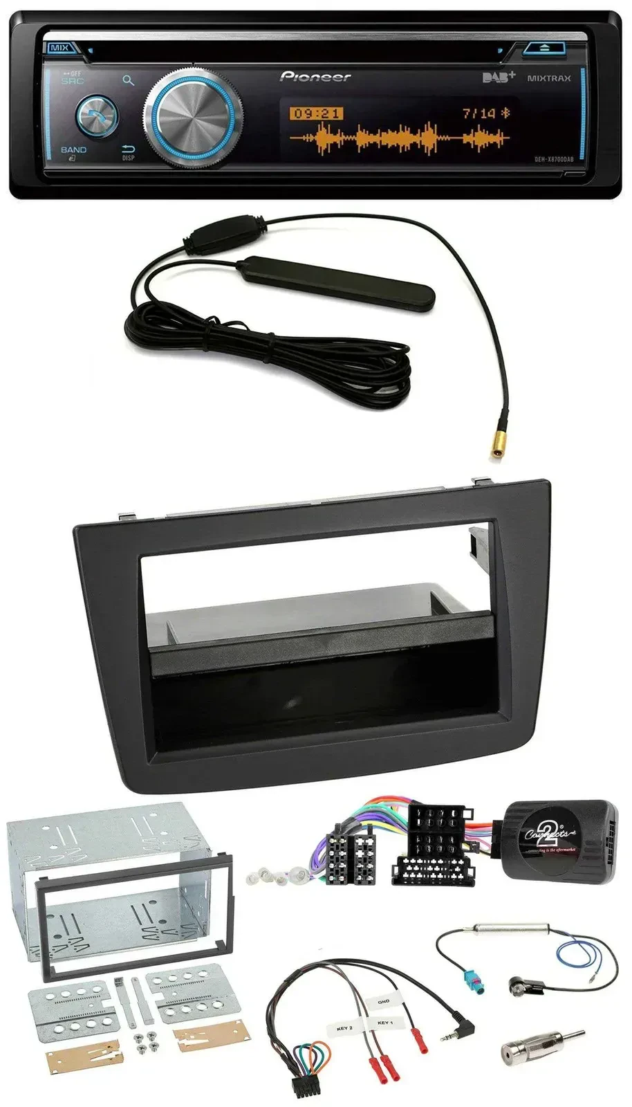 Автомагнитола Pioneer CD, USB, Bluetooth, DAB, для Alfa Romeo Mito 2008–2014, черная