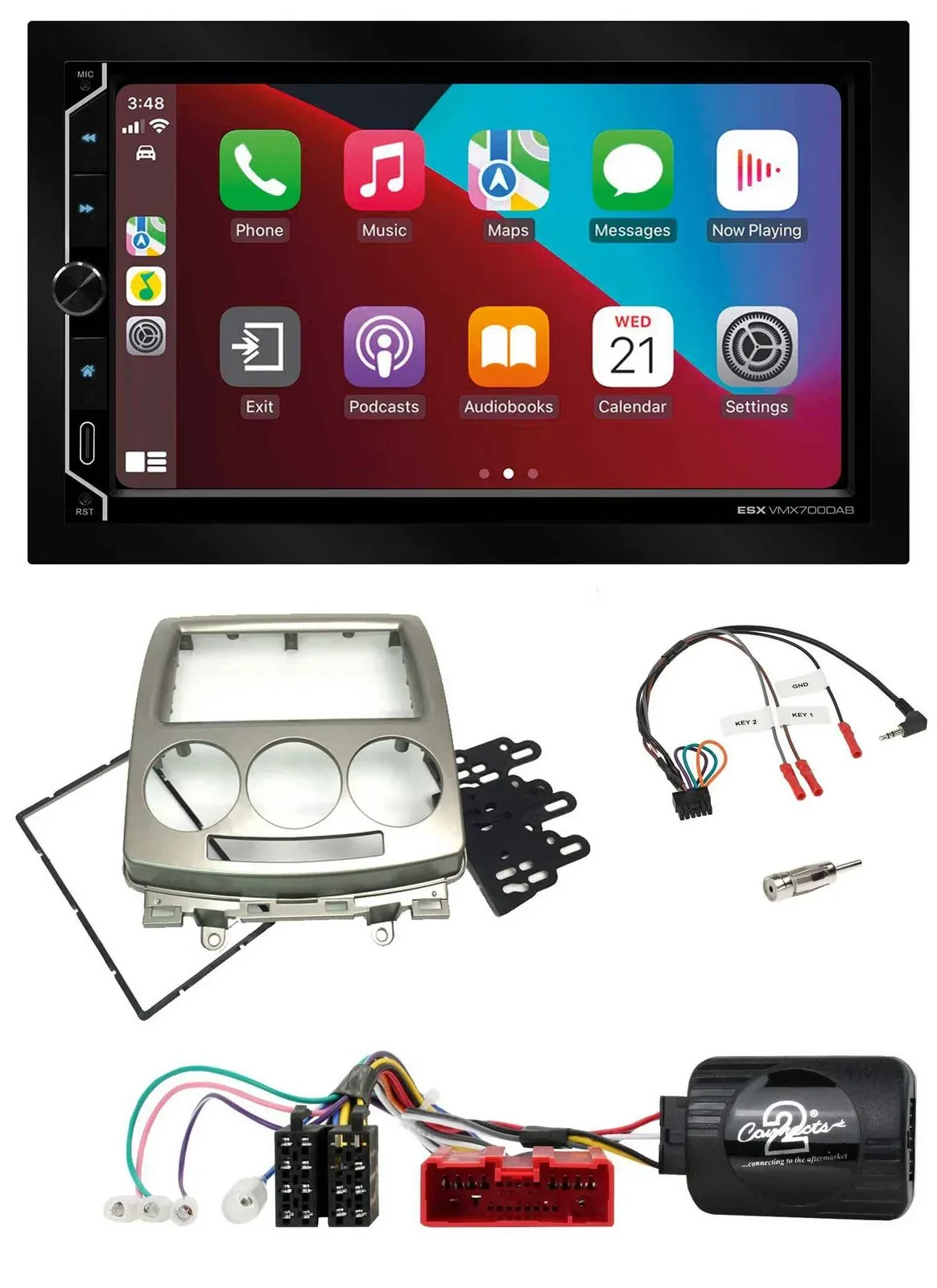 ESX 2DIN DAB USB Lenkrad Bluetooth Autoradio für Mazda 5 CR 2005-2010 silber