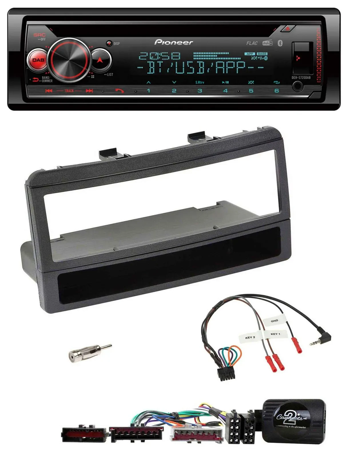 Pioneer Lenkrad DAB CD Bluetooth USB Autoradio für Ford Mondeo 00-02 schwarz Abl