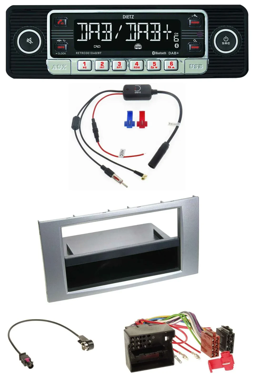 Dietz MP3 DAB Bluetooth USB Autoradio für Ford Kuga Fusion Transit 05-12 silber