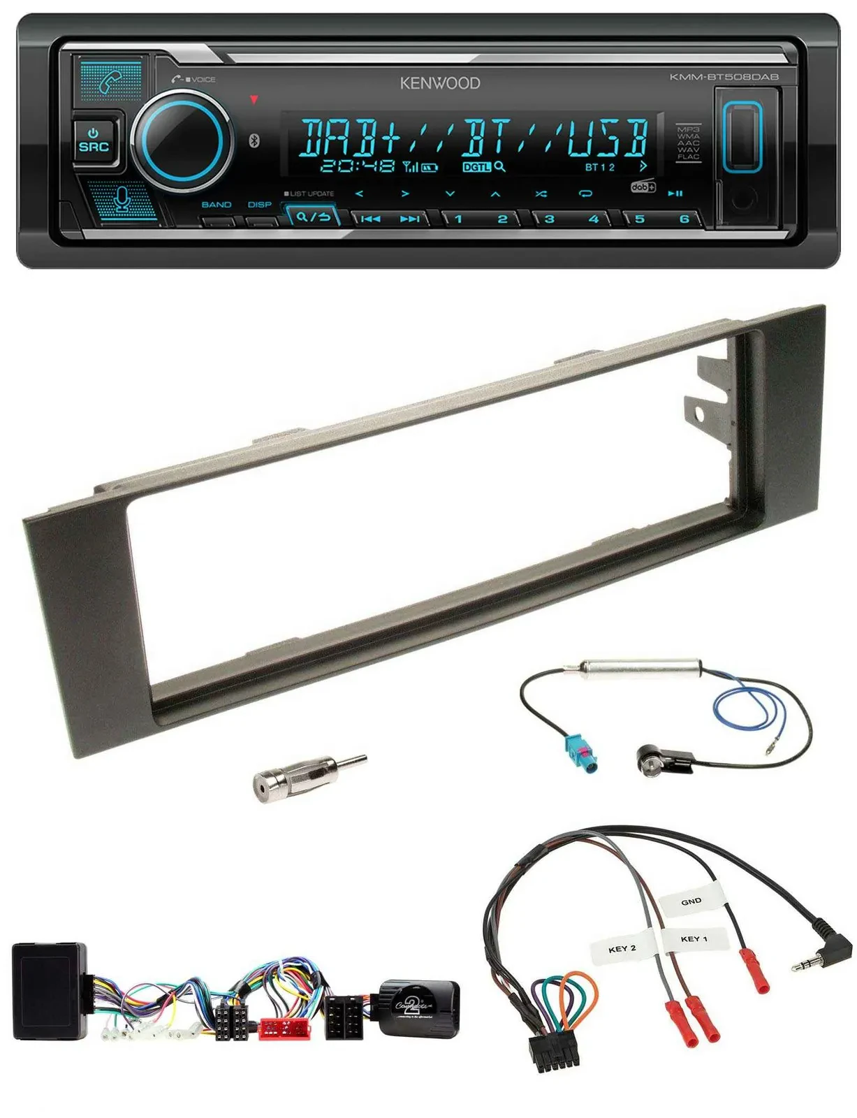 Kenwood Bluetooth Lenkrad DAB USB Autoradio für Audi A3 03-06 vollaktiv