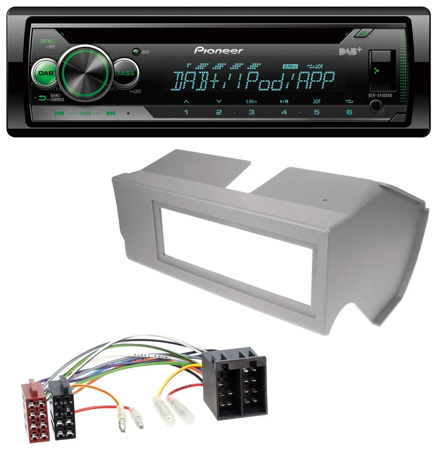 Pioneer USB MP3 DAB AUX CD Autoradio für Fiat Panda (bis 2002) - grau