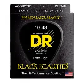 Струны для акустической гитары DR Strings BKA-10 Black Beauties 10-48