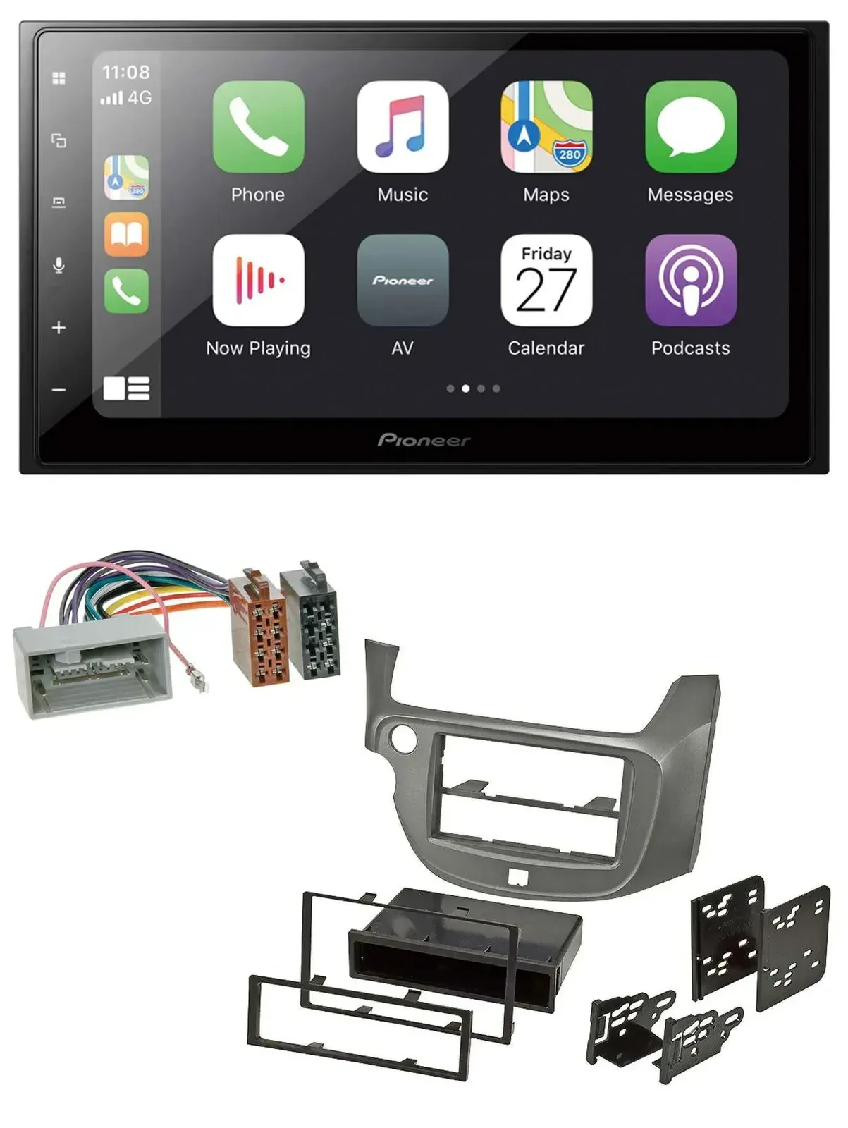 Автомагнитола Pioneer 2-DIN MP3 Bluetooth DAB USB для Honda Jazz (с 2009), серебристый