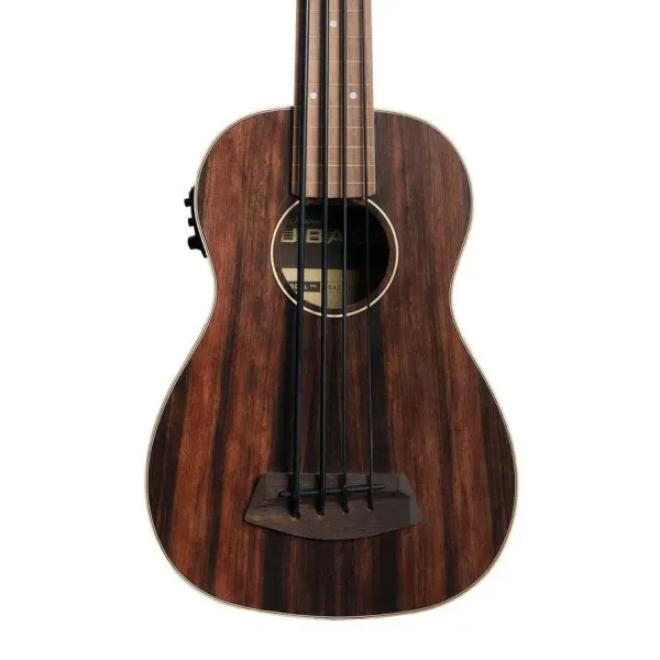 Kala Striped Ebony Fretless 4-String Acoustic-Electric U-BASS, Striped Ebony Top