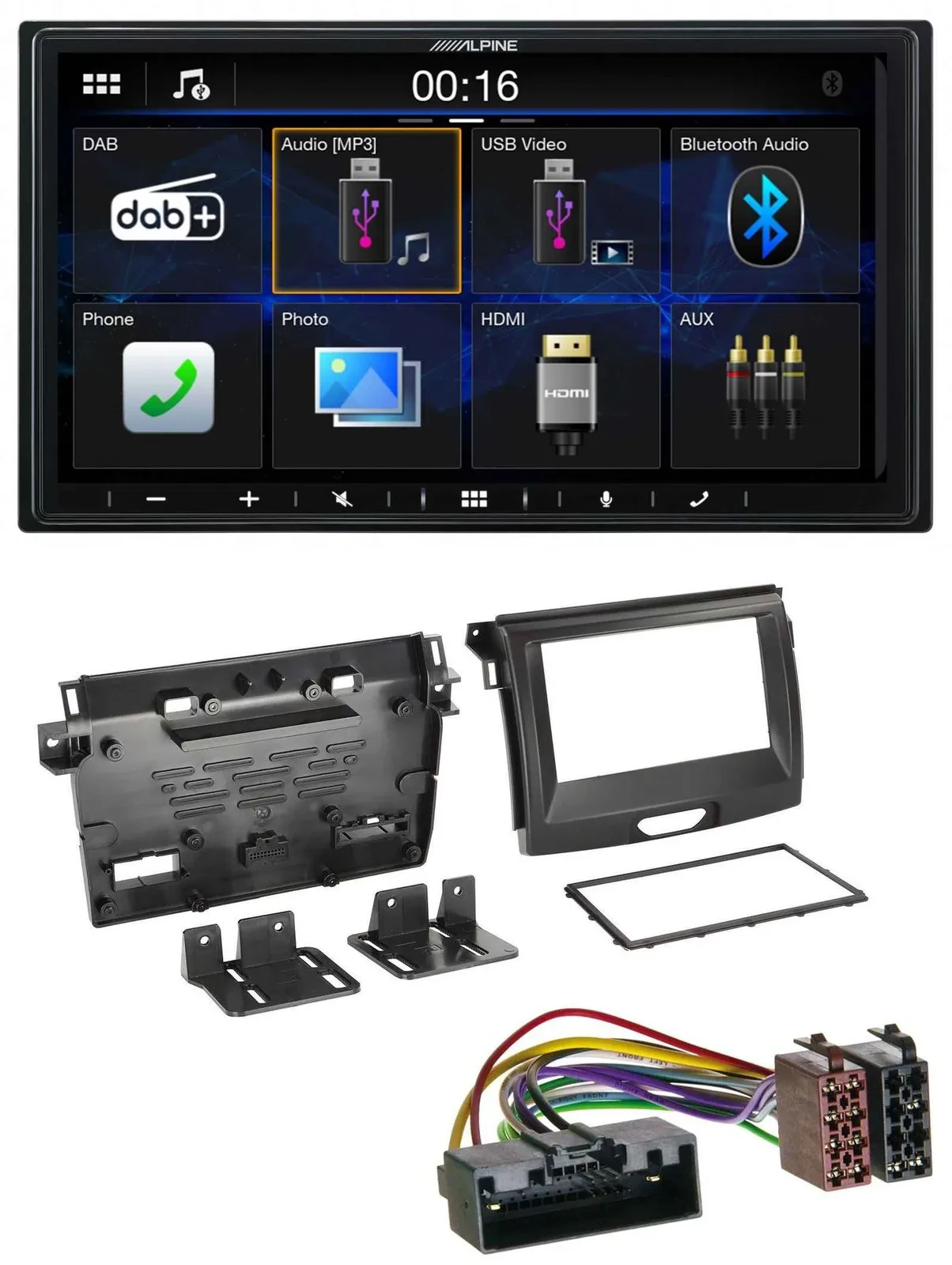 Alpine Bluetooth 2DIN MP3 DAB USB Autoradio für Ford Ranger 2AB ab 04/2015