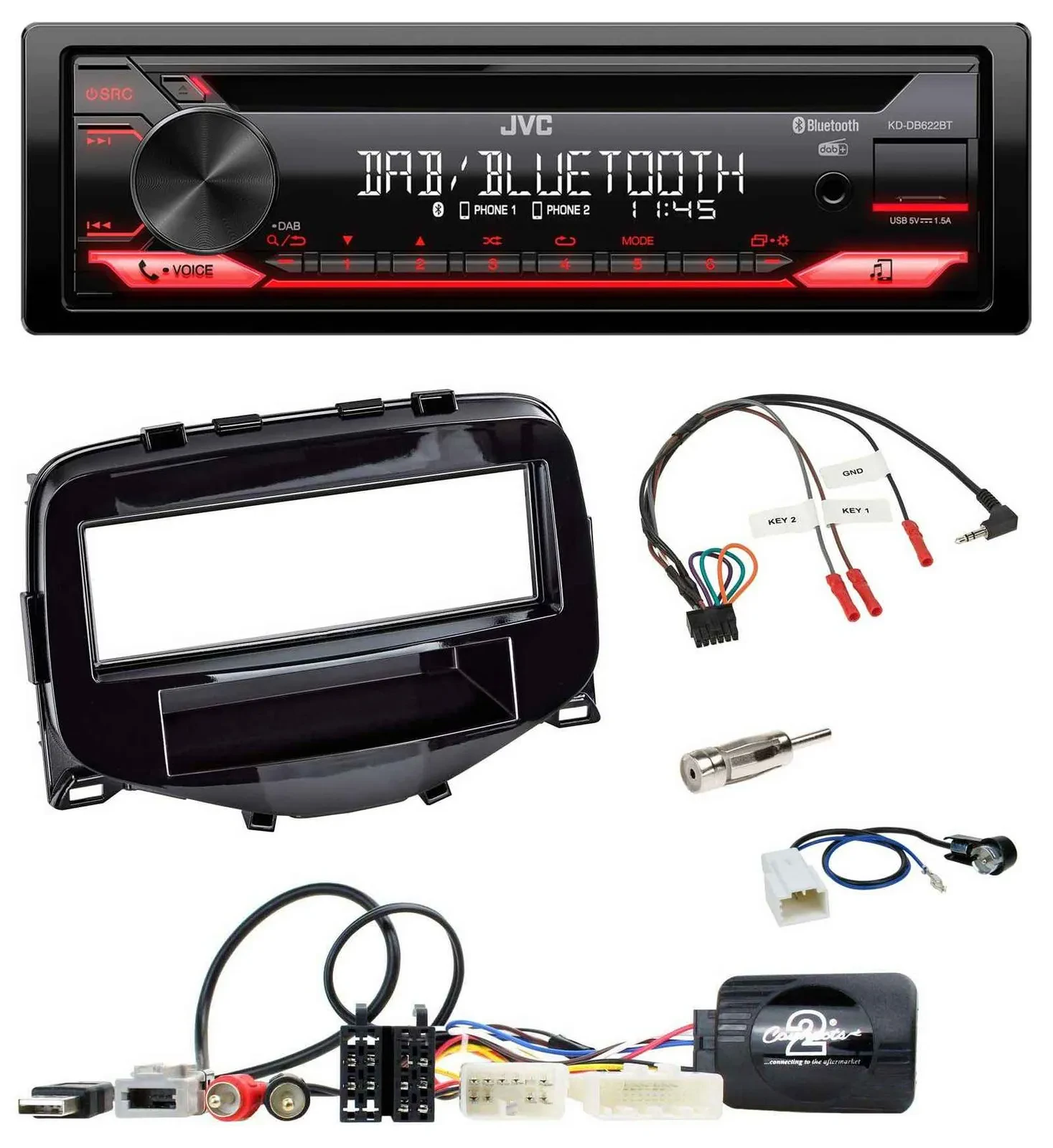 JVC CD DAB USB Bluetooth Lenkrad Autoradio für Toyota Aygo 2014-2021