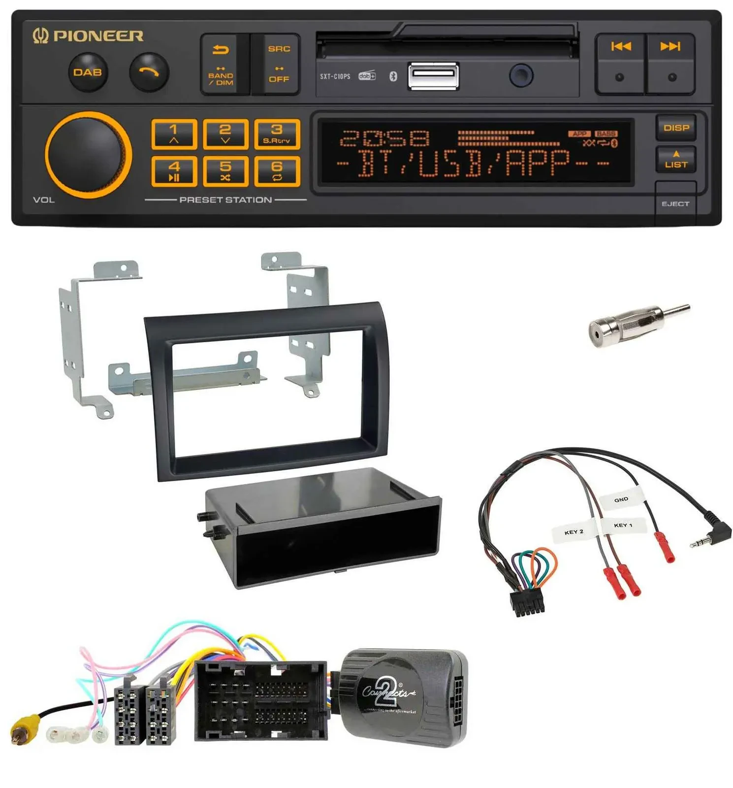 Автомагнитола для Citroën Jumper (с 2014) Pioneer DAB, Bluetooth, USB, совместима с кнопками на руле