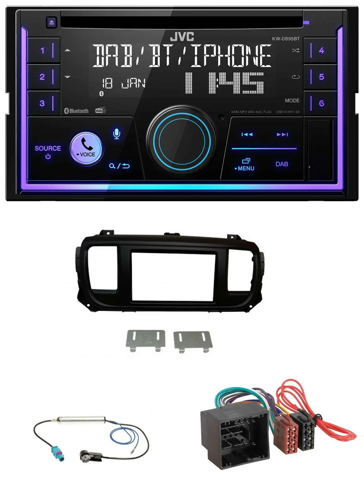Автомагнитола для Citroen Jumpy/Spacetourer JVC 2DIN DAB Bluetooth CD USB MP3