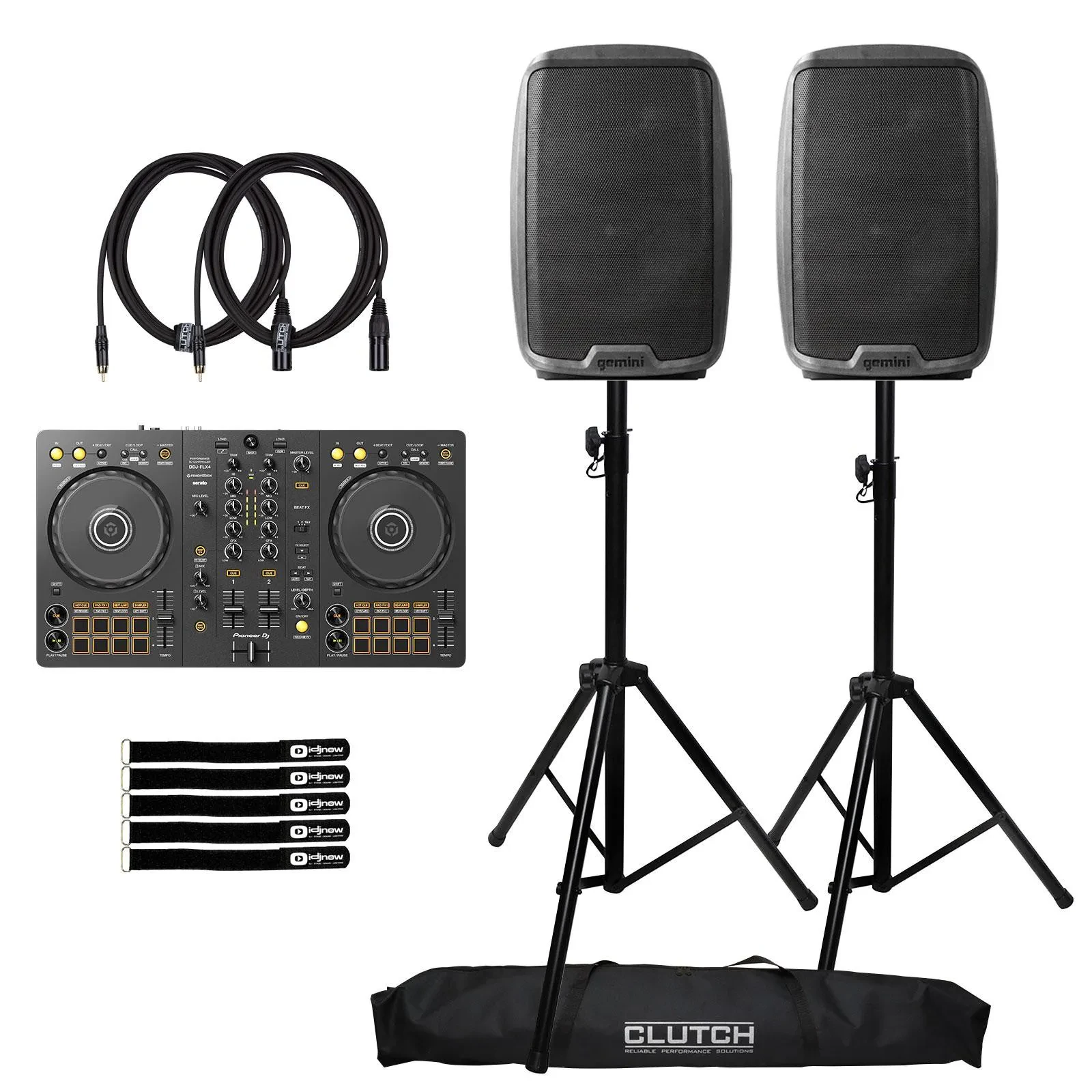 Pioneer DDJ-FLX4 DJ Controller with (2) Gemini AS-2112BT Speakers
