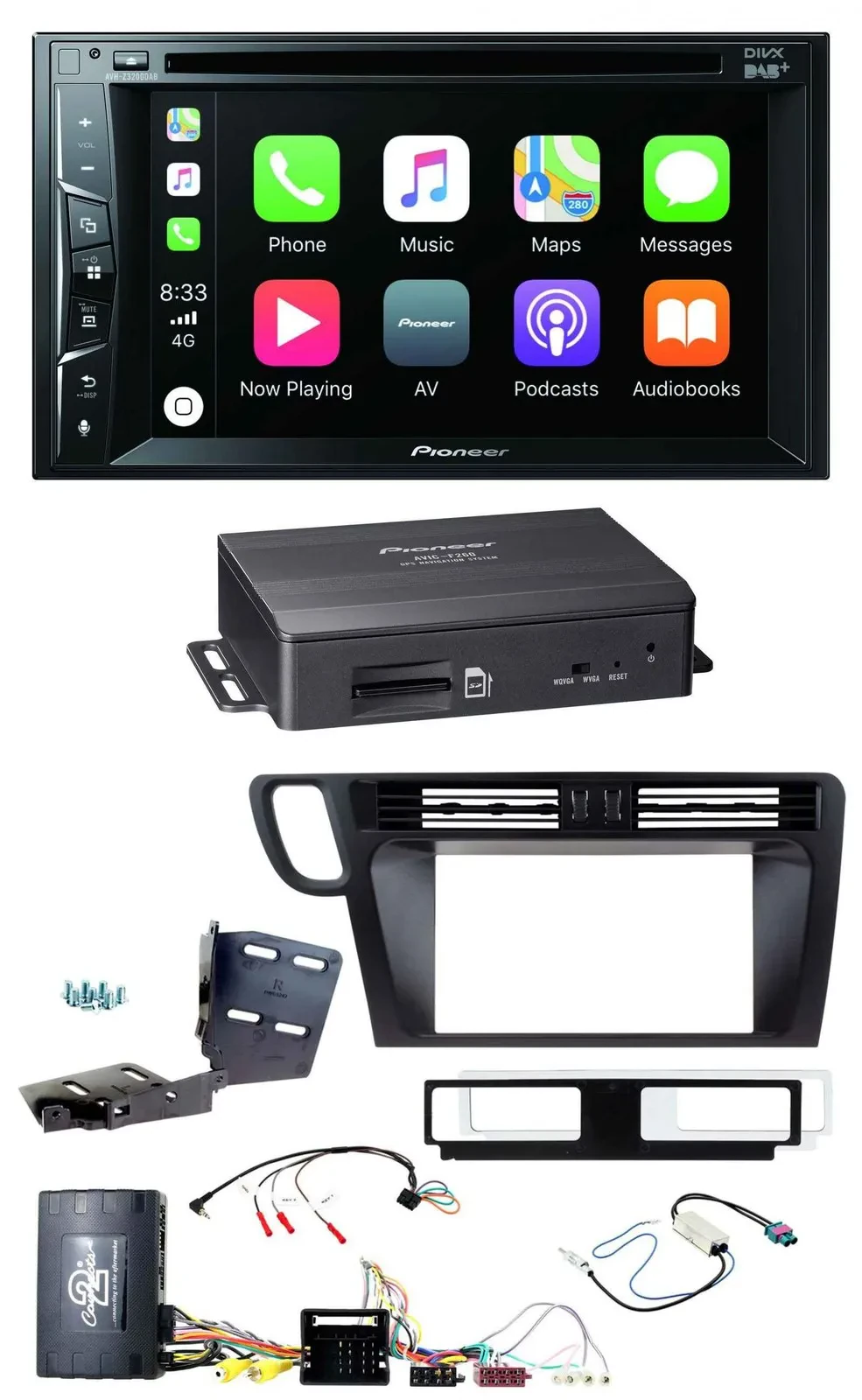 Pioneer Lenkrad TMC 2DIN Bluetooth DAB Navigation für Audi Q5 8R 08-17 Infoadapt