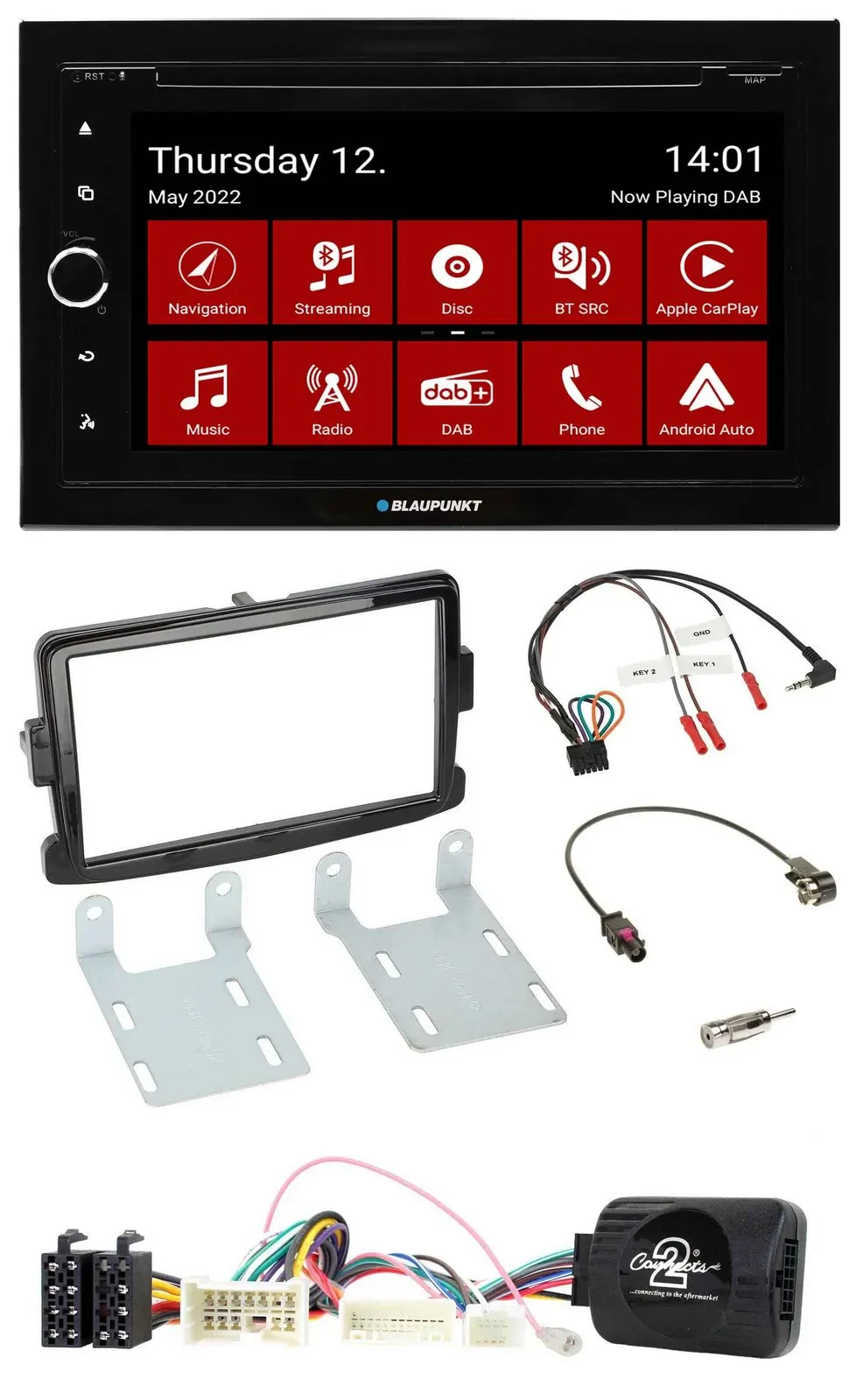 Blaupunkt Lenkrad DVD Bluetooth DAB 2DIN USB Autoradio für Dacia Sandero ab 13 p