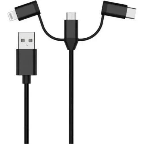Кабель USB KORN 3‑в‑1 USB‑A на USB‑C/Micro‑USB/Lightning 1 м MFi