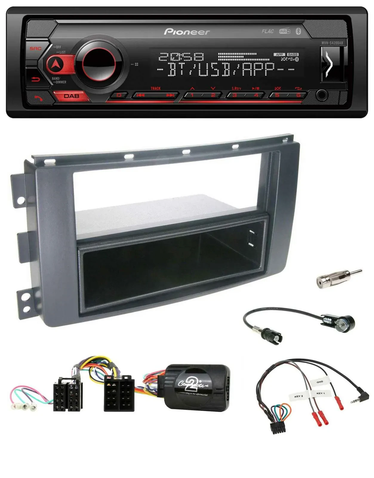 Pioneer Lenkrad USB DAB Bluetooth Autoradio für Smart ForFour 2004-2006 schwarz