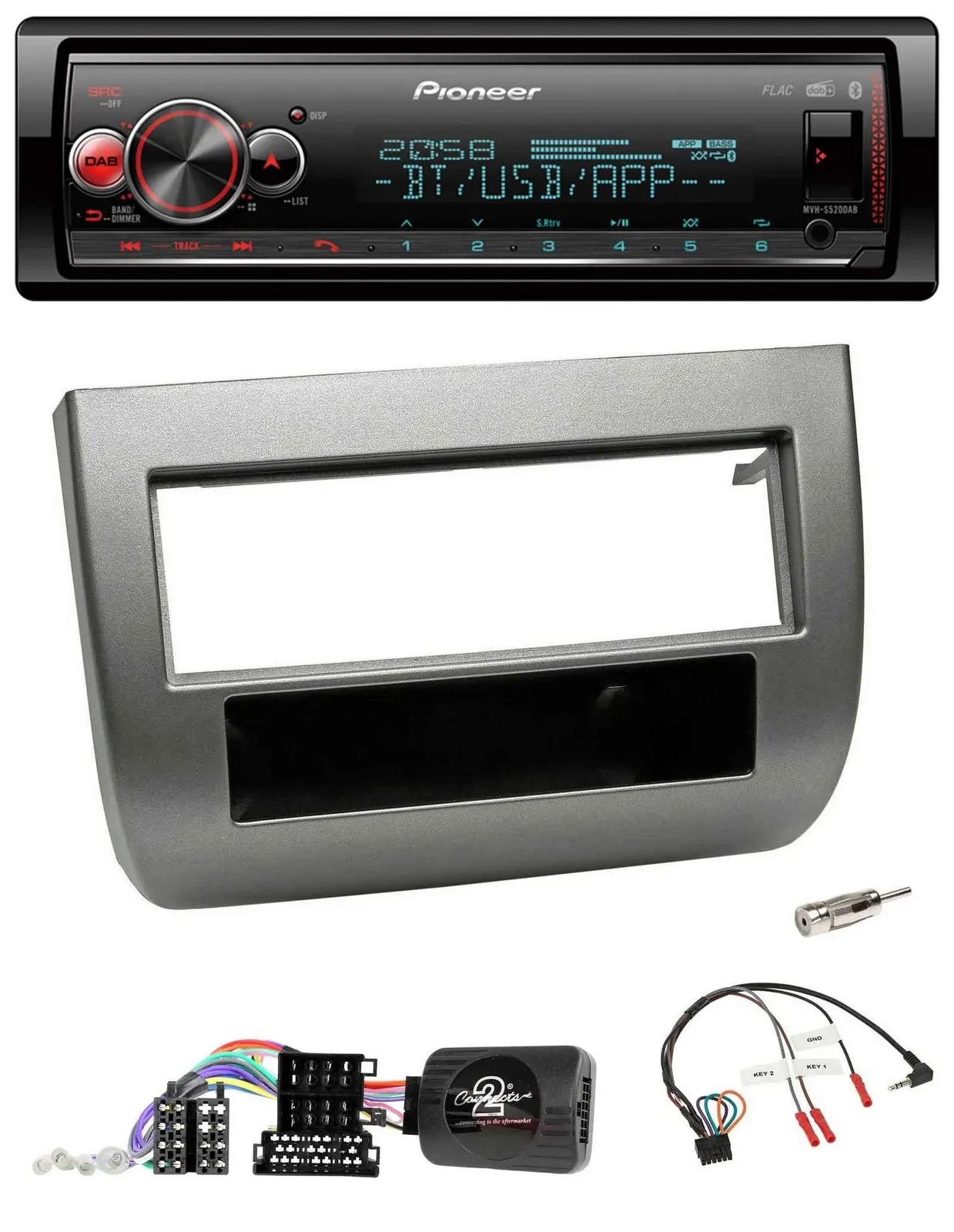 Автомагнитола Pioneer Bluetooth USB DAB для Lancia Y (843) 2005–2011 антрацит