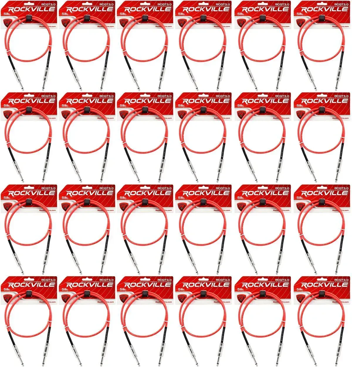 Инструментальный кабель Rockville RCGT3.0R Red 0.9 м (24 штуки)