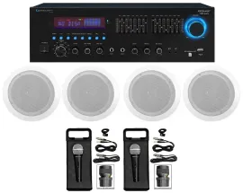 Technical Pro Home Karaoke Machine System w/ Bluetooth+(4) 6.5" Ceiling Speakers