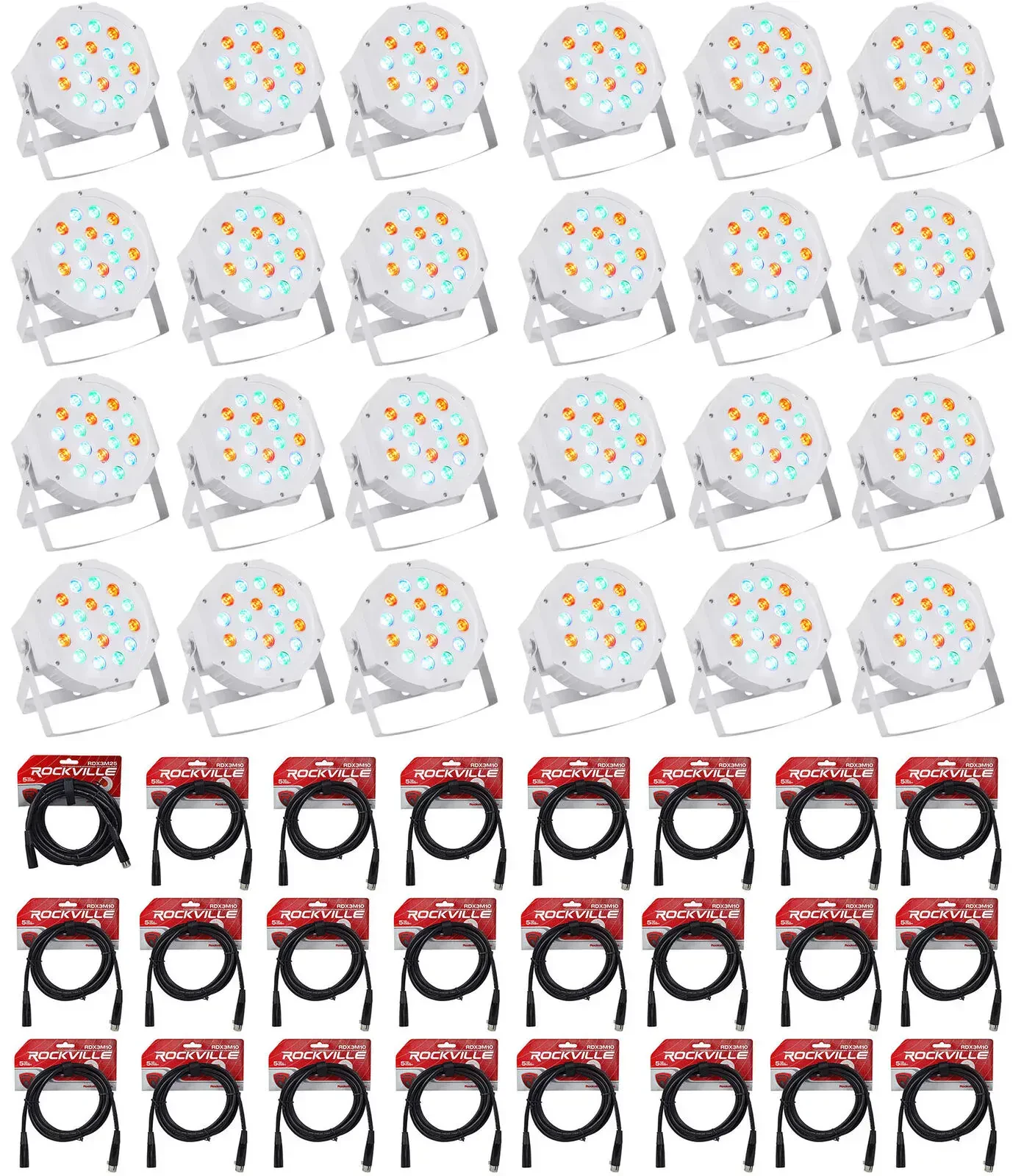 Светодиодный прибор Rockville RockPAR50 WHT LED с аксессуарами (24 штуки)