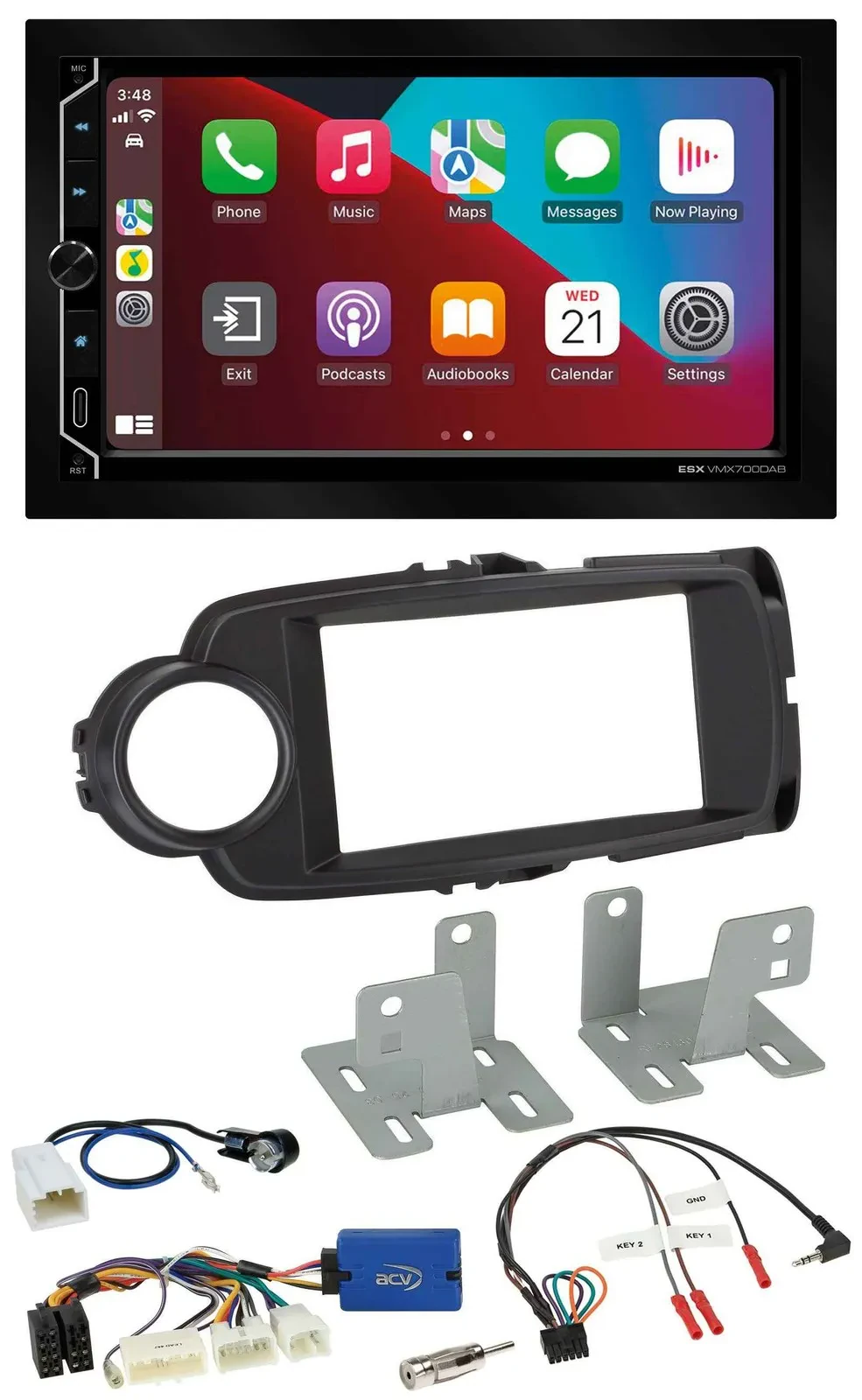 ESX 2DIN DAB USB Lenkrad Bluetooth Autoradio für Toyota Yaris ab 2014 schwarz 28