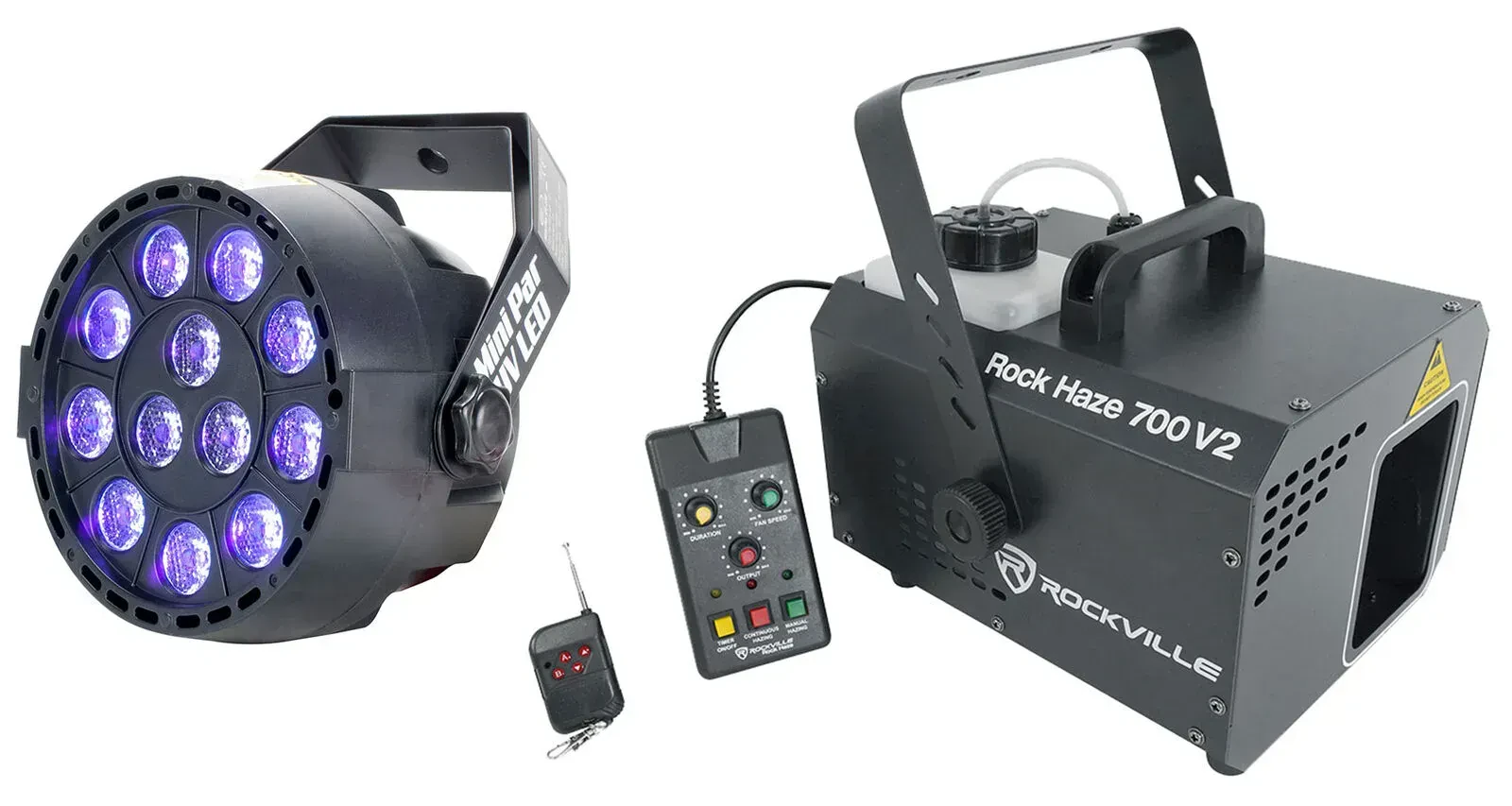 Комплект светового оборудования Rockville ROCKHAZE 700 V2+Mini Par UV LED