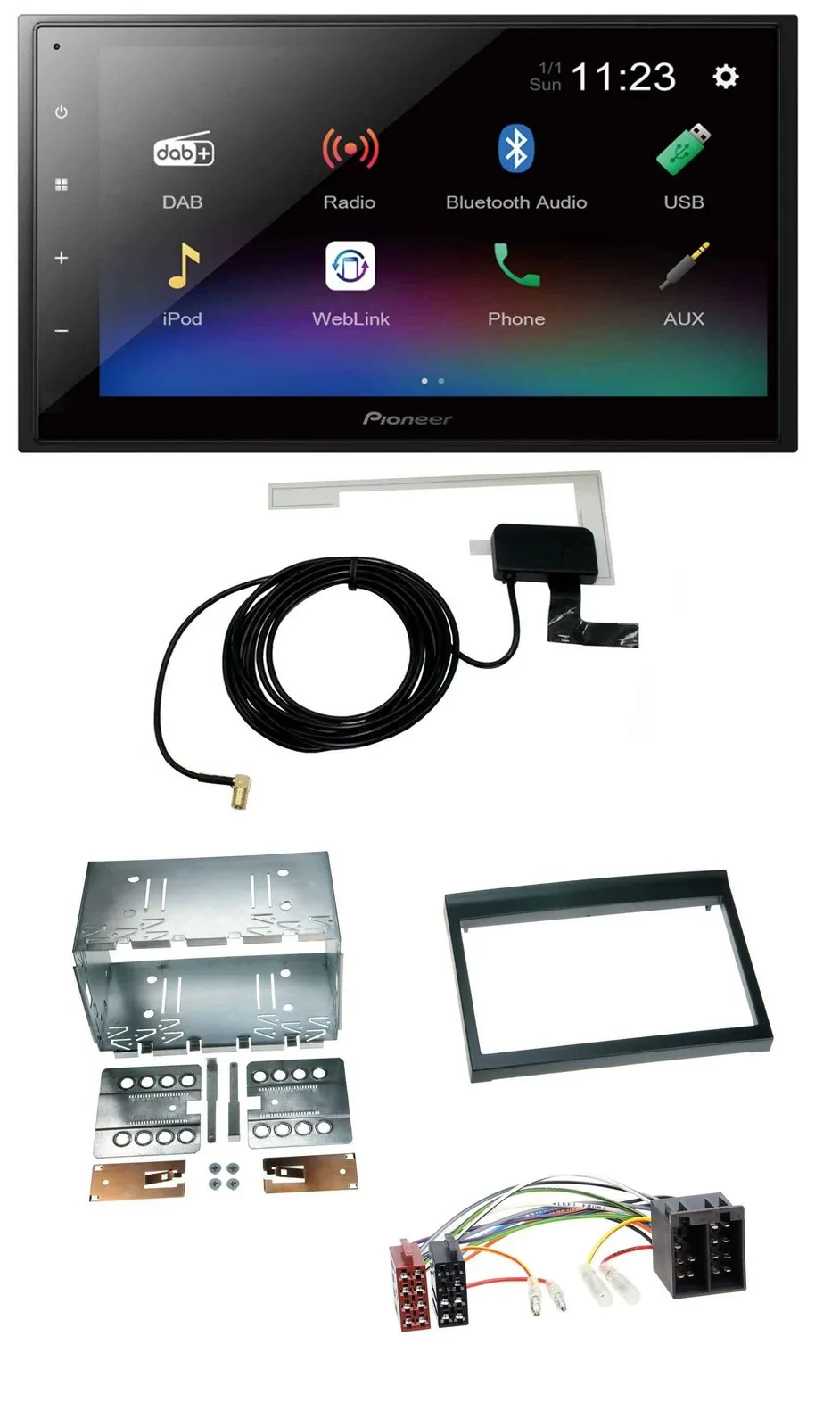Автомагнитола для Porsche Boxster 1996–2004 Pioneer 2-DIN, DAB, MP3, Bluetooth, USB