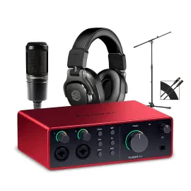 Focusrite Scarlett 4i4 Gen 4 - AT Mic/Sterling Headphone/Stand/Cable Package