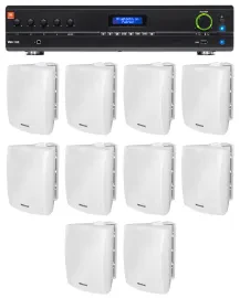 Настенная акустика JBL WET-6W White с усилителем (10 штук)