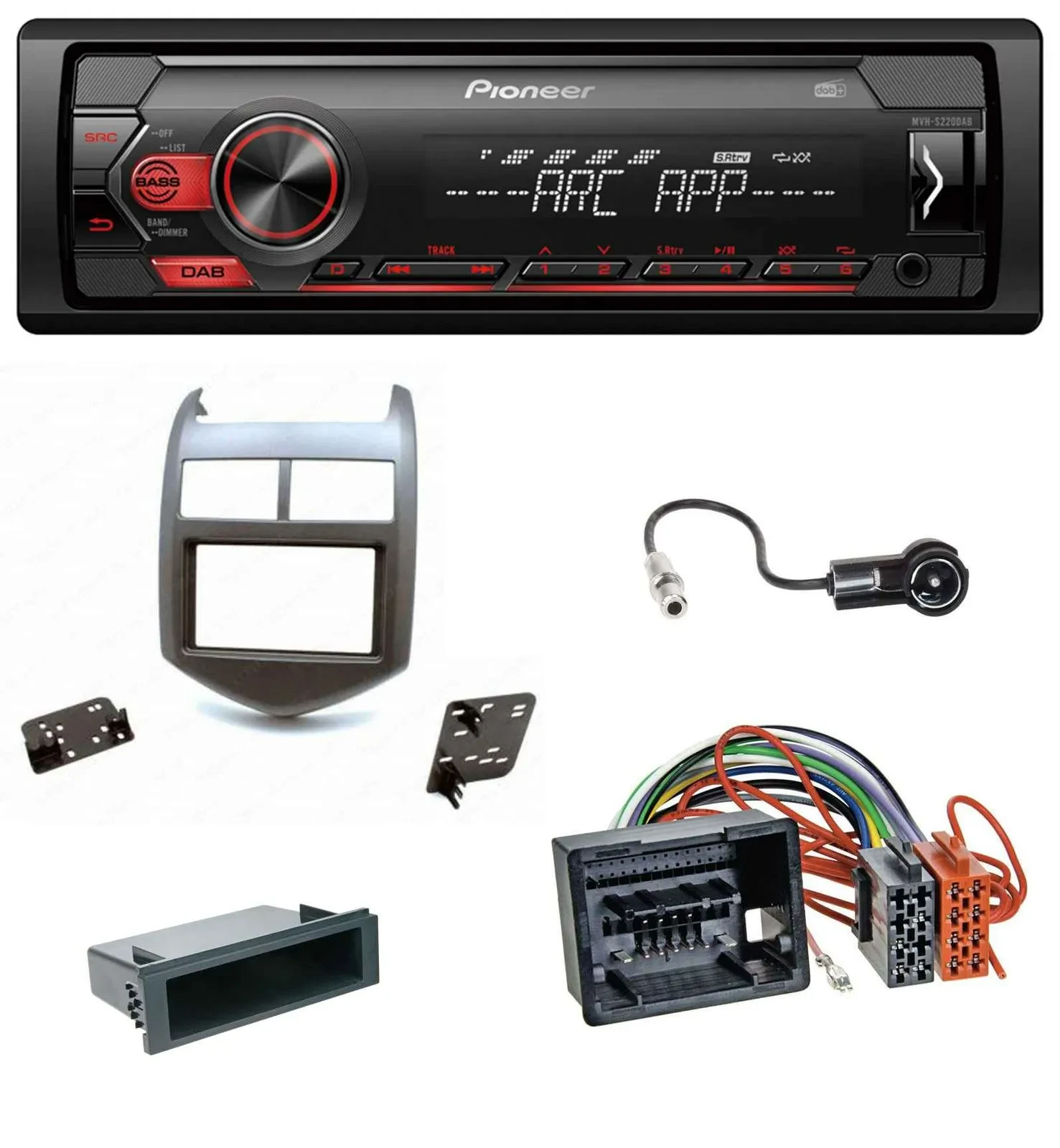 Автомагнитола для Chevrolet Aveo/Sonic Pioneer 1-DIN DAB MP3 AUX USB тёмно-серый