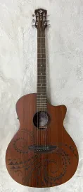 Luna Guitars Gypsy Tattoo Mahogany AcousticElectric Grand Concert Guitar Natural