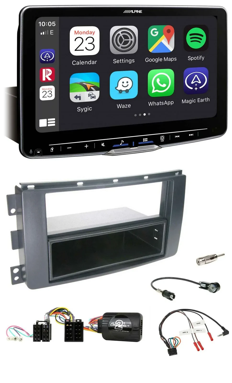 Автомагнитола Alpine Bluetooth USB DAB для Smart ForFour 2004–2006 черная