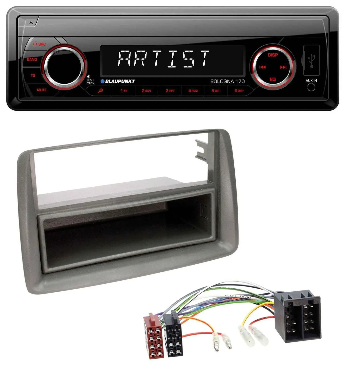 Blaupunkt SD USB 1DIN MP3 AUX Autoradio für Fiat Panda (169 2003-2012) grau