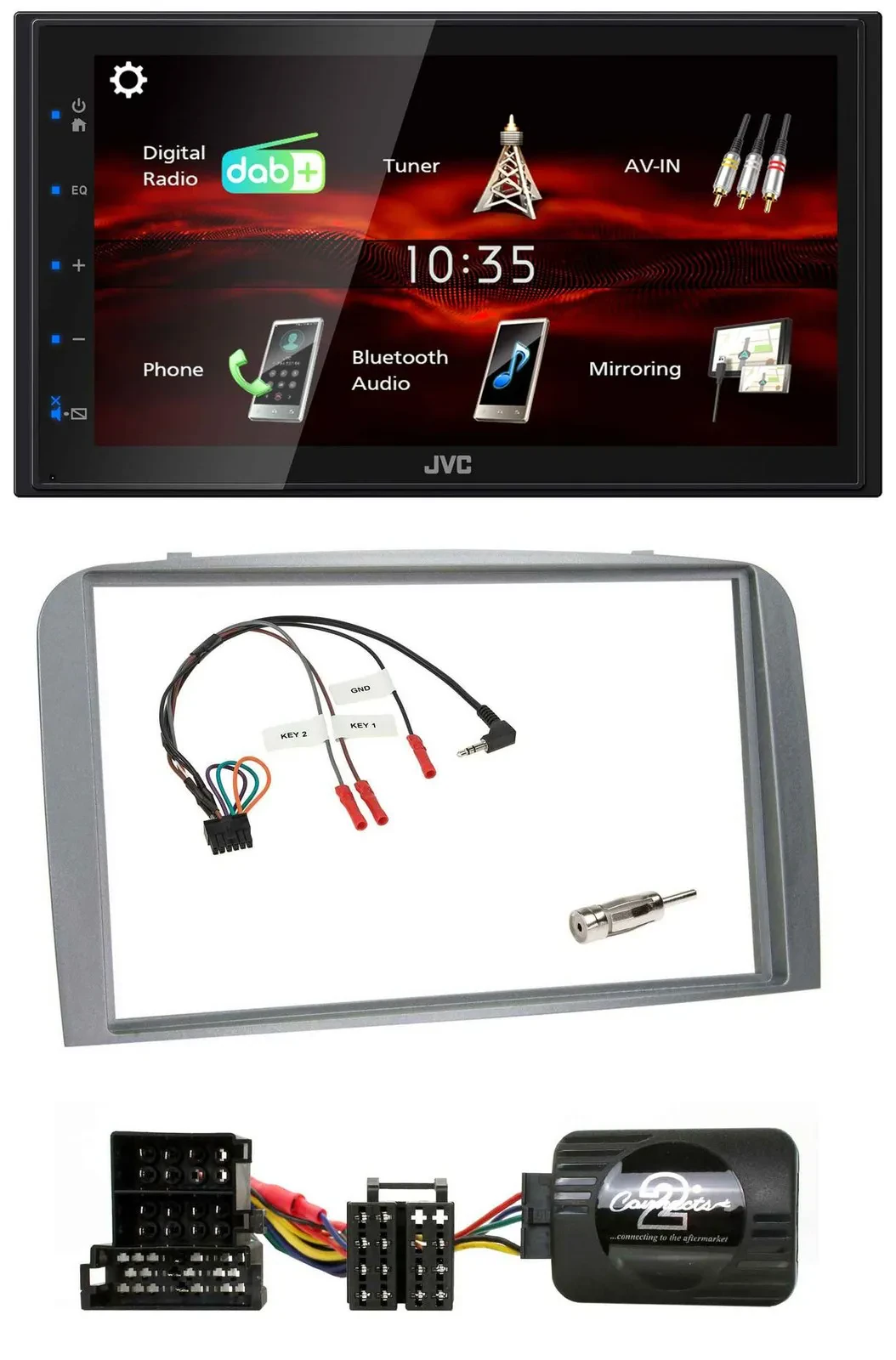JVC USB Bluetooth Lenkrad DAB 2DIN Autoradio für Alfa Romeo 147 GT 04-10 silber