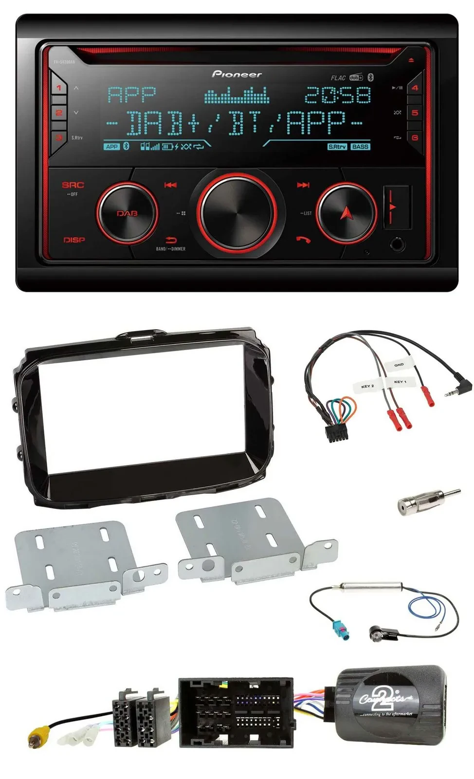 Автомагнитола Pioneer 2DIN DAB Bluetooth USB CD для Alfa Romeo Giulietta 2014–2021 с поддержкой кнопок на руле