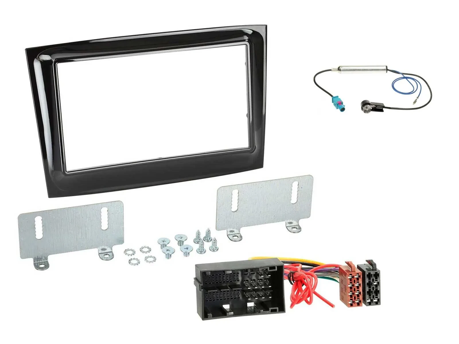 Einbauset Doppel DIN Autoradio für Fiat Doblo ab 2015 piano schwarz